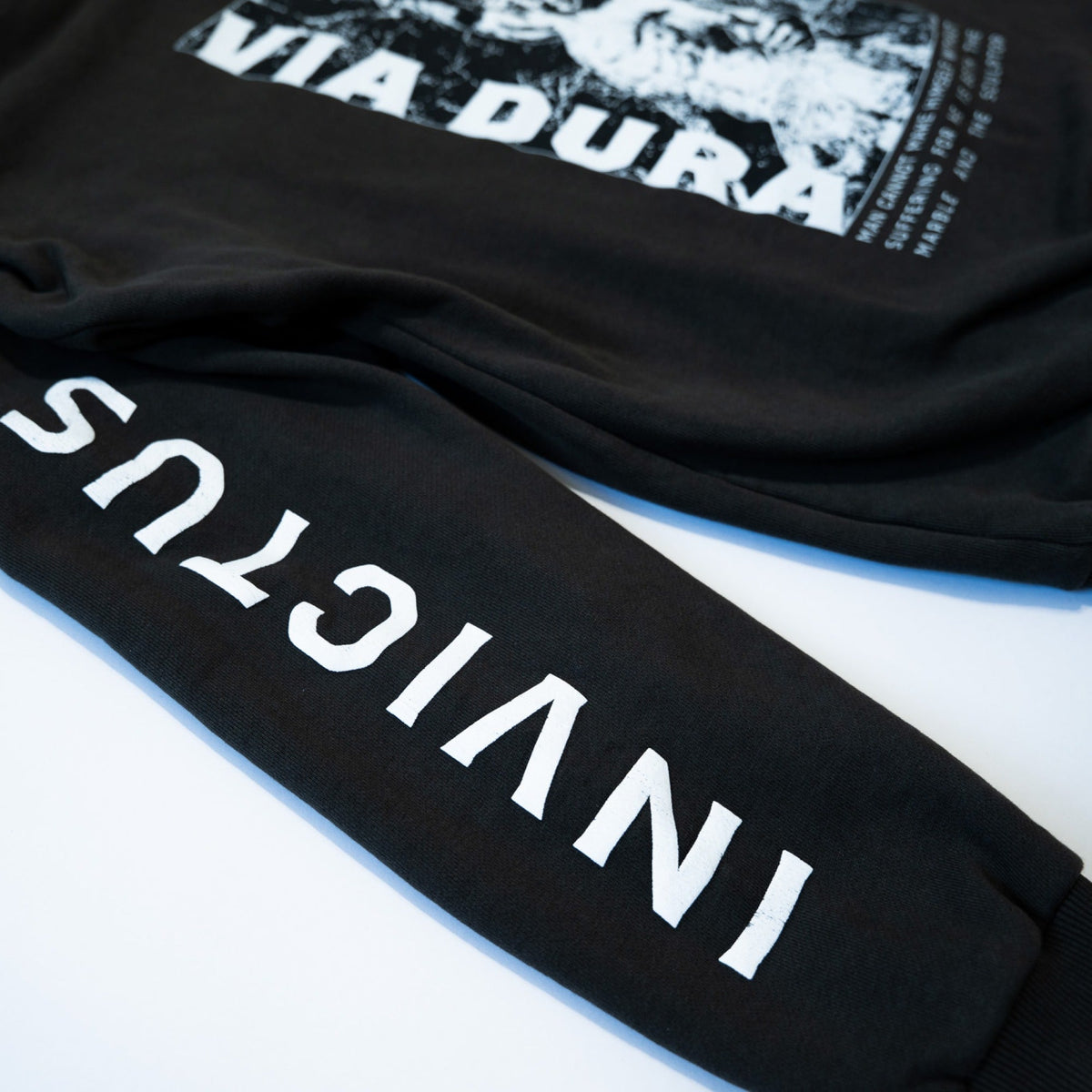 Sculptor I Hoodie — sleeve print detail, INVICTUS